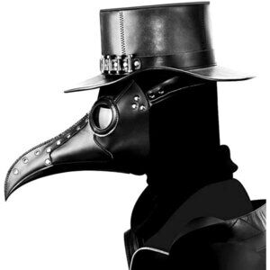 Black Leather Plague Doctor Gas Face Mask Slave Bondage BDSM Costume Cosplay NWT